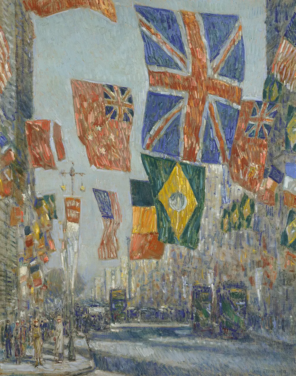 Avenue of the Allies, Great Britain, 1918 in Detail Childe Hassam